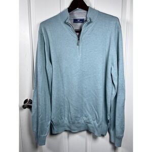 Vineyard Vines Mens Medium Light Blue Shep Shirt Quarter Zip Pullover Sweater